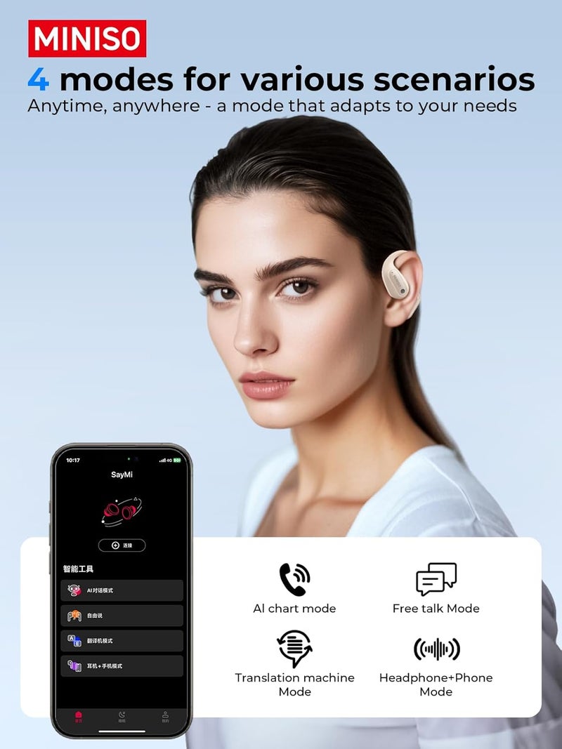 Miniso MS190 Translation Earbuds Real Time, Language Translator Earbuds with 135 Languages, LED Display, Bluetooth 6.0, Open-Ear translating Headphones with APP, 60Hrs Playtime, Perfect for Business - Image 5